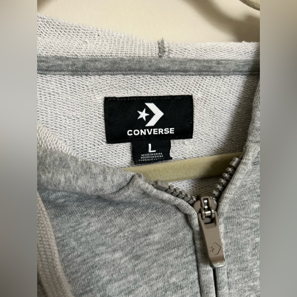 Converse Gray Zip Up Hoodie Women’s Large Casual Basic Streetwear - Picture 8 of 8